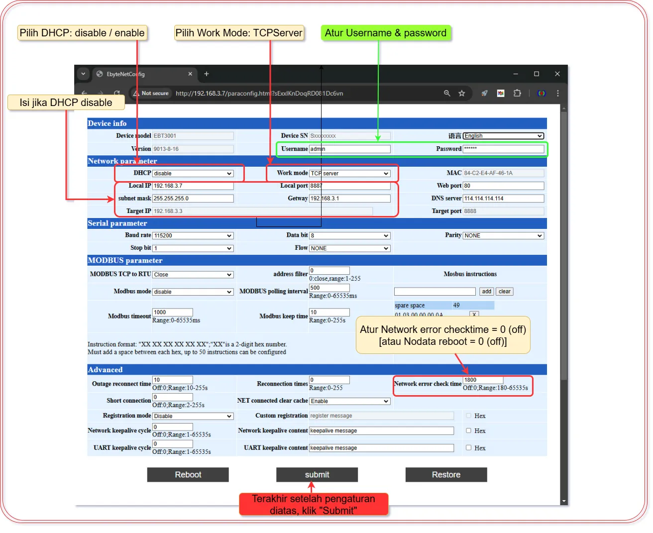 Contoh lanjutan konfigurasi web UI NS1